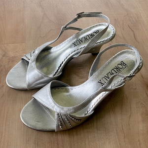 Michael & Bordeaux Silver Cubic Zirconia Slingback Wedge Heel